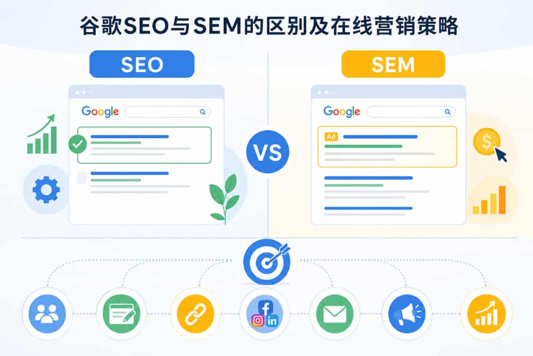 谷歌SEO与SEM的区别及在线营销策略